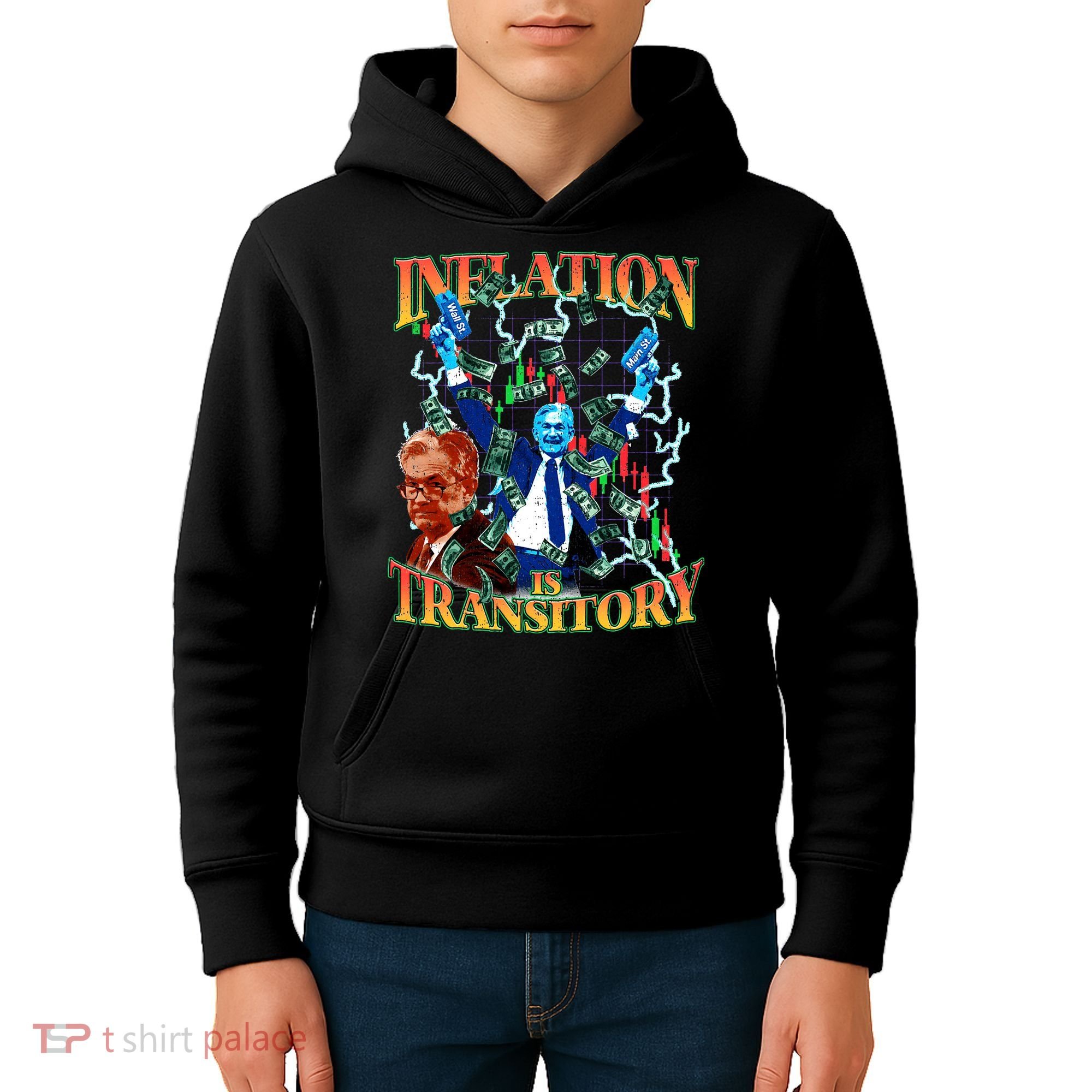 Inflation Is Transitory  90s Bootleg Merch Style JPOW  Kids Hoodie