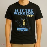 Is It The Weekend Yet Funny Cat T-Shirt thumb 3