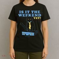 Is It The Weekend Yet Funny Cat T-Shirt thumb 4