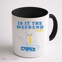 Is It The Weekend Yet Funny Cat Coffee Mug thumb 1