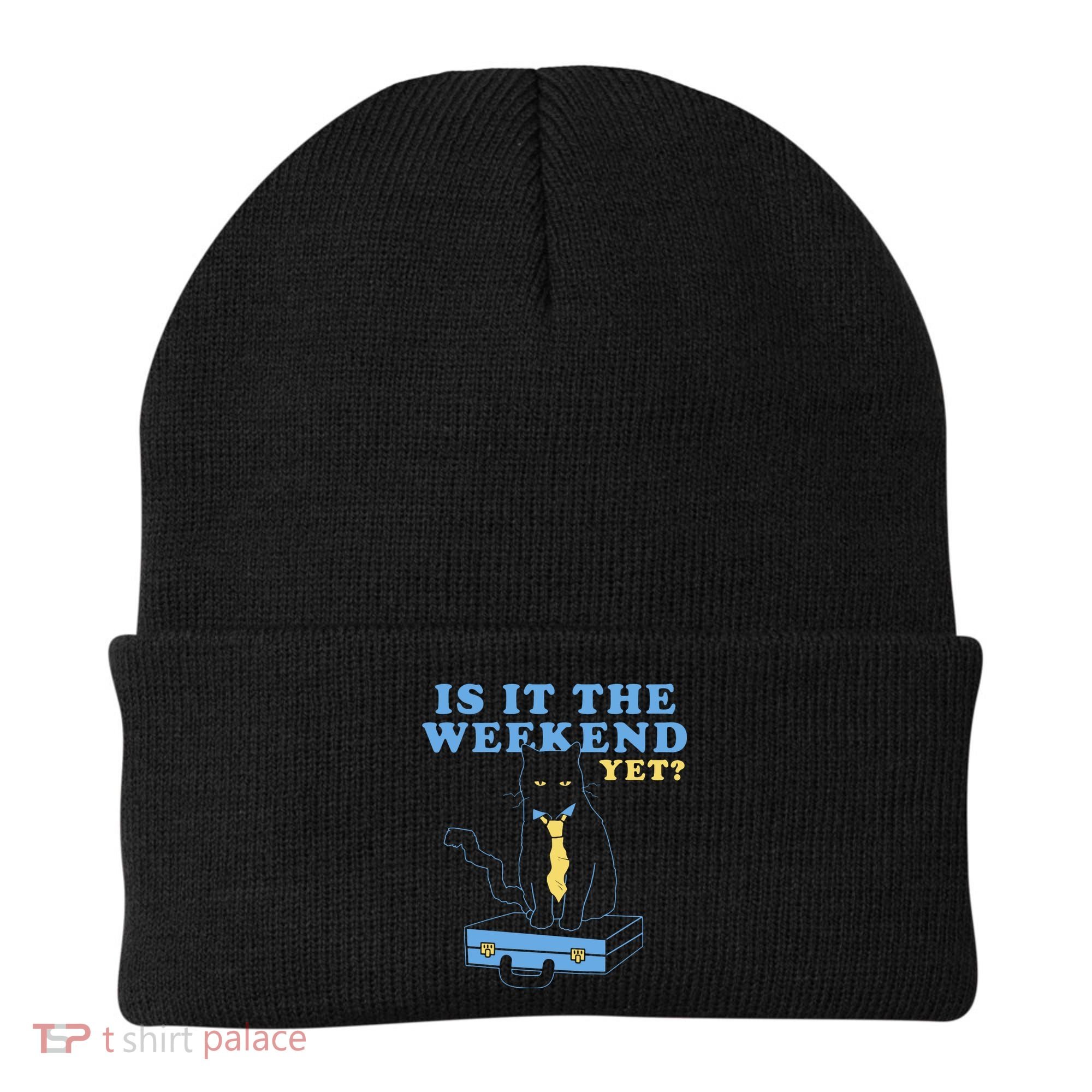 Is It The Weekend Yet Funny Cat Beanie