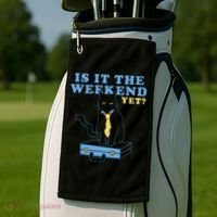 Is It The Weekend Yet Funny Cat Golf Towel thumb 2