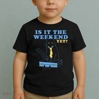 Is It The Weekend Yet Funny Cat Toddler T-Shirt thumb 2
