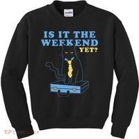 Is It The Weekend Yet Funny Cat Kids Sweatshirt thumb 0