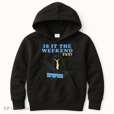 Is It The Weekend Yet Funny Cat Kids Hoodie