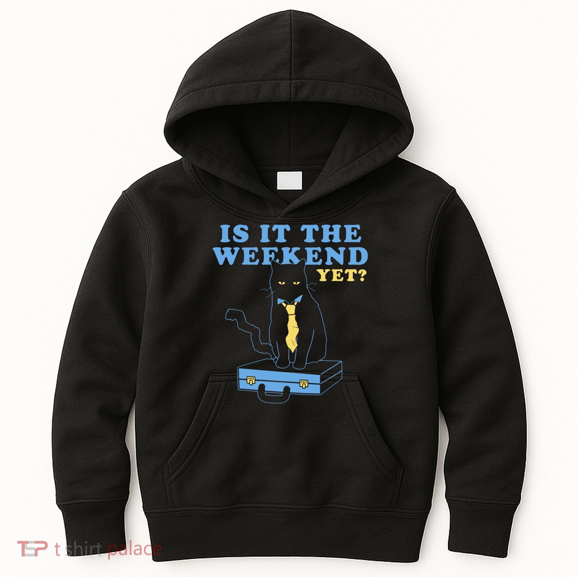 Is It The Weekend Yet Funny Cat Kids Hoodie