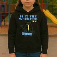 Is It The Weekend Yet Funny Cat Kids Hoodie thumb 3