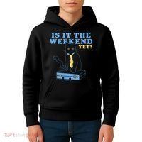Is It The Weekend Yet Funny Cat Kids Hoodie thumb 4