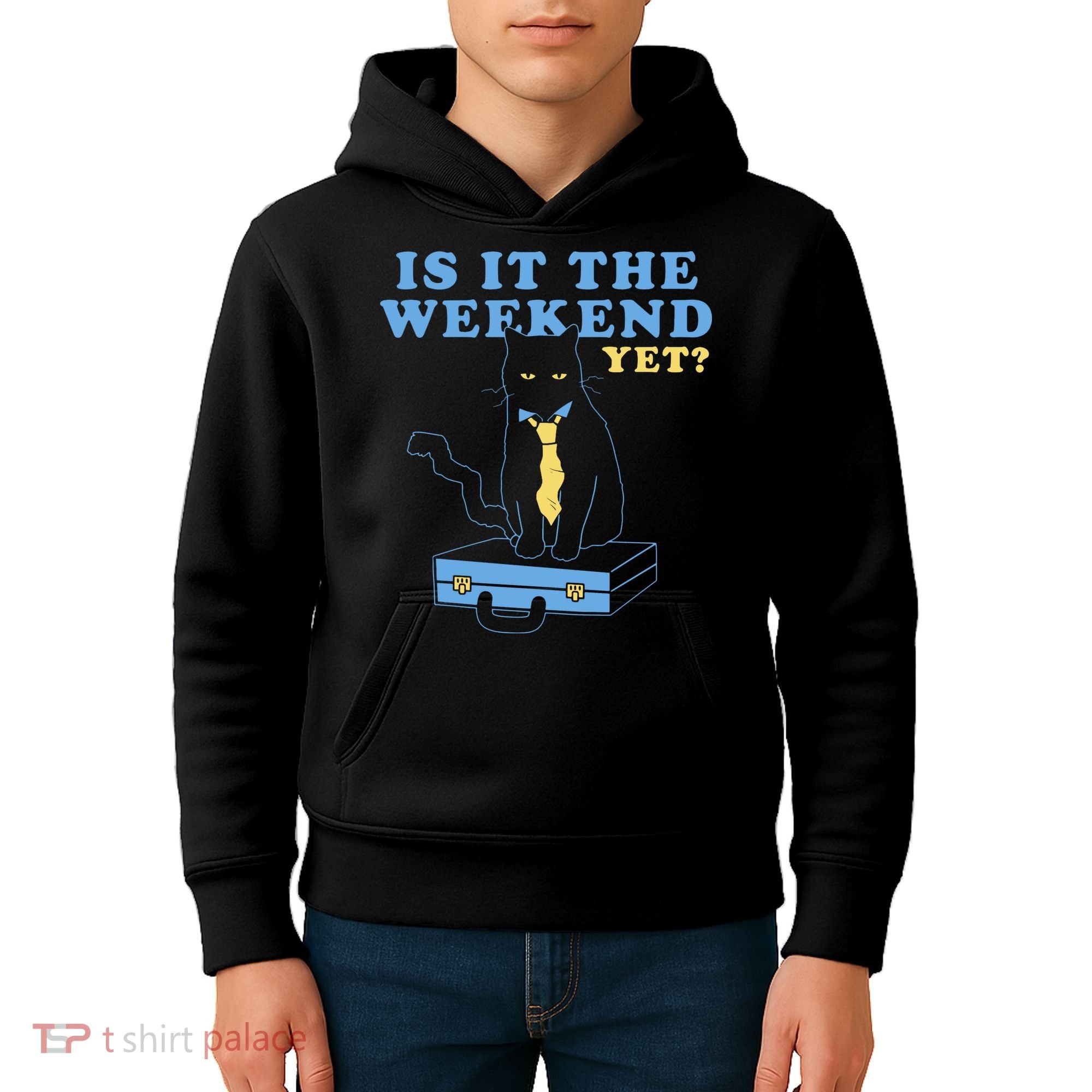 Is It The Weekend Yet Funny Cat Kids Hoodie