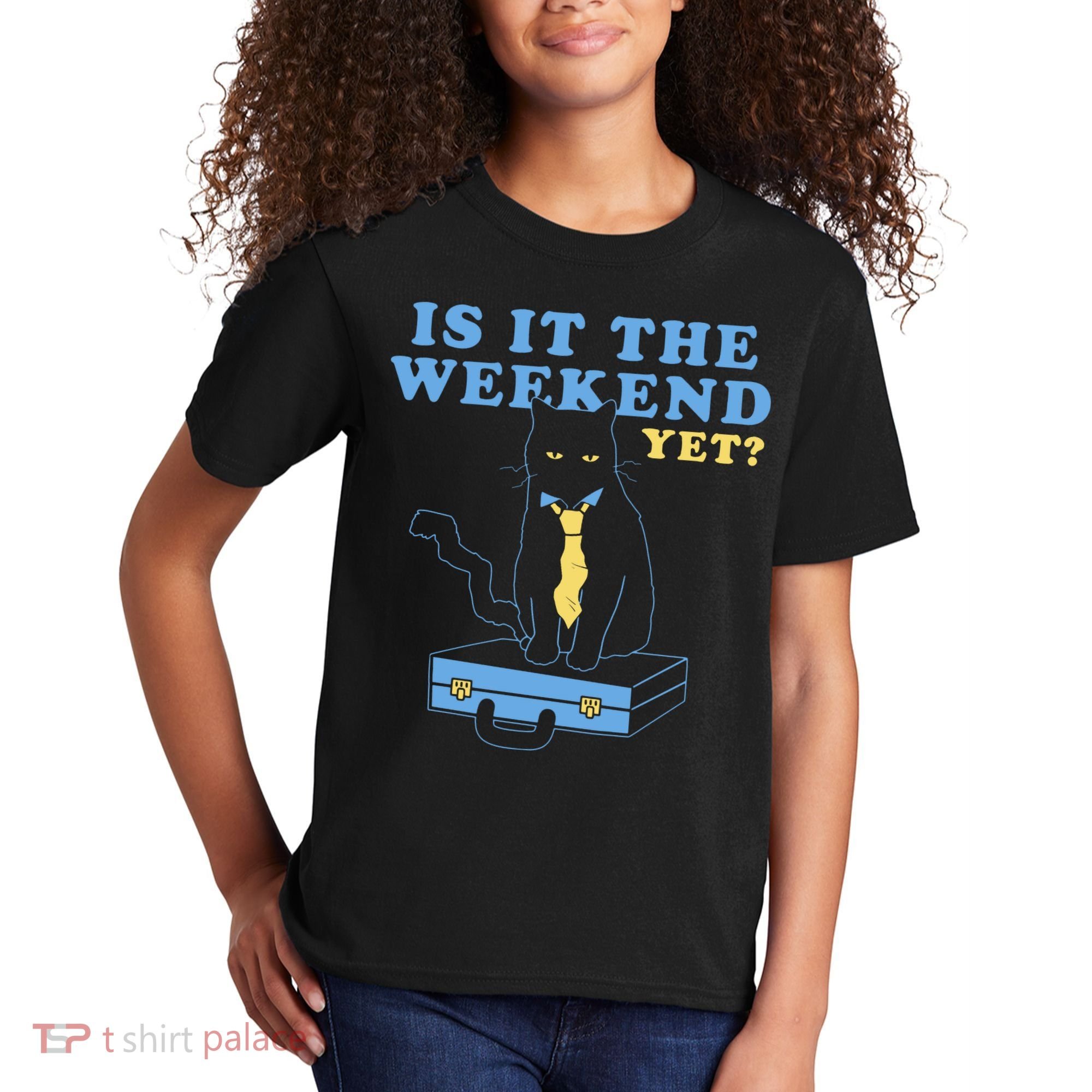 Is It The Weekend Yet Funny Cat Kids T-Shirt