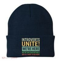 Introvert Introverts Unite Here Uncomfortable Want Go Home Beanie thumb 0