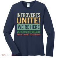 Introvert Introverts Unite Here Uncomfortable Want Go Home Women's Long Sleeve Shirt thumb 0