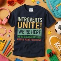 Introvert Introverts Unite Here Uncomfortable Want Go Home Kids T-Shirt thumb 3