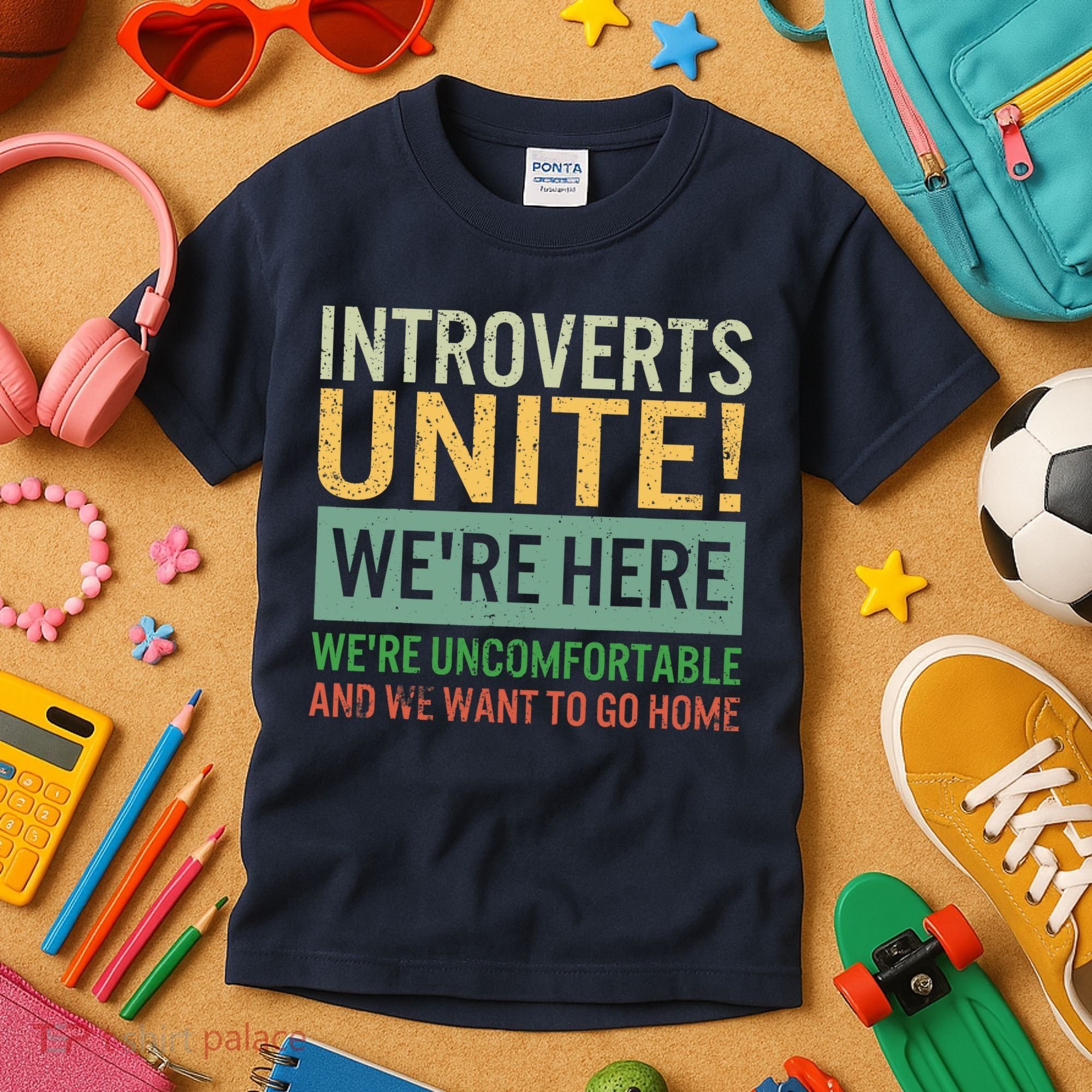 Introvert Introverts Unite Here Uncomfortable Want Go Home Kids T-Shirt