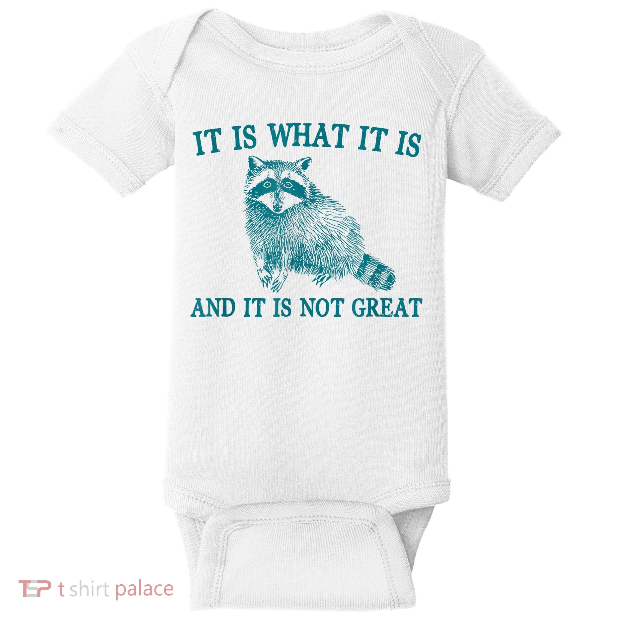 It Is What It Is And It Is Not Great Raccoon Baby Bodysuit