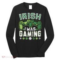 Irish I Was Gaming St Patricks Day Gamer Lucky Irish Gaming Long Sleeve Shirt thumb 0