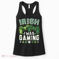 Irish I Was Gaming St Patricks Day Gamer Lucky Irish Gaming Women's Tank Top thumb 0