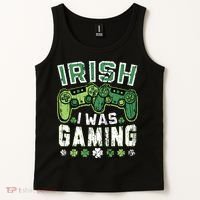 Irish I Was Gaming St Patricks Day Gamer Lucky Irish Gaming Tank Top thumb 2
