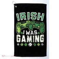 Irish I Was Gaming St Patricks Day Gamer Lucky Irish Gaming Golf Towel thumb 0