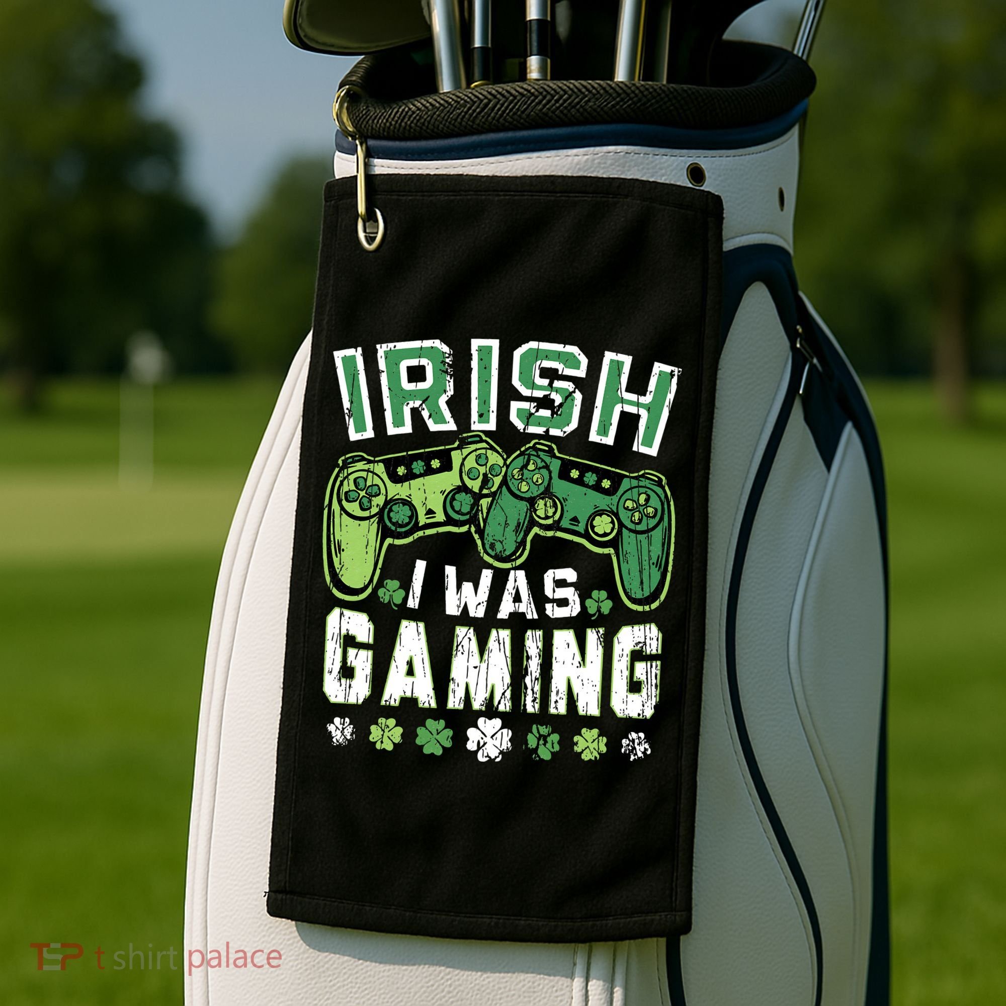 Irish I Was Gaming St Patricks Day Gamer Lucky Irish Gaming Golf Towel