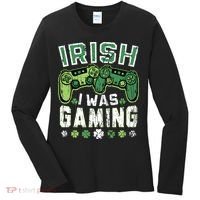 Irish I Was Gaming St Patricks Day Gamer Lucky Irish Gaming Women's Long Sleeve Shirt thumb 0