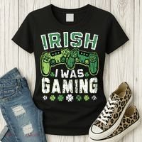 Irish I Was Gaming St Patricks Day Gamer Lucky Irish Gaming Women's T-Shirt thumb 3