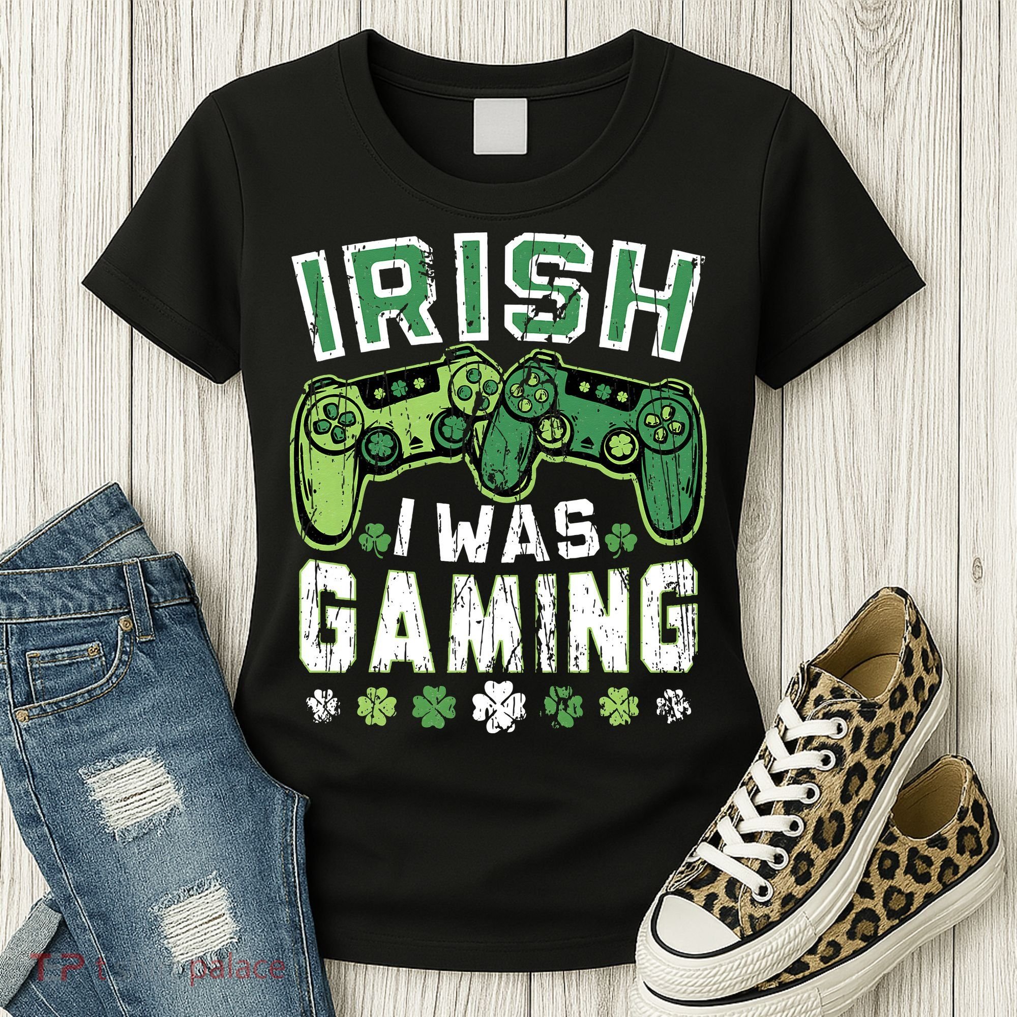 Irish I Was Gaming St Patricks Day Gamer Lucky Irish Gaming Women's T-Shirt