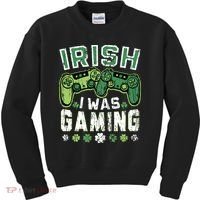 Irish I Was Gaming St Patricks Day Gamer Lucky Irish Gaming Kids Sweatshirt thumb 0
