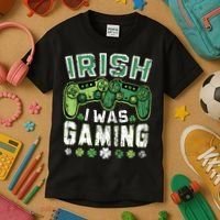 Irish I Was Gaming St Patricks Day Gamer Lucky Irish Gaming Kids T-Shirt thumb 3