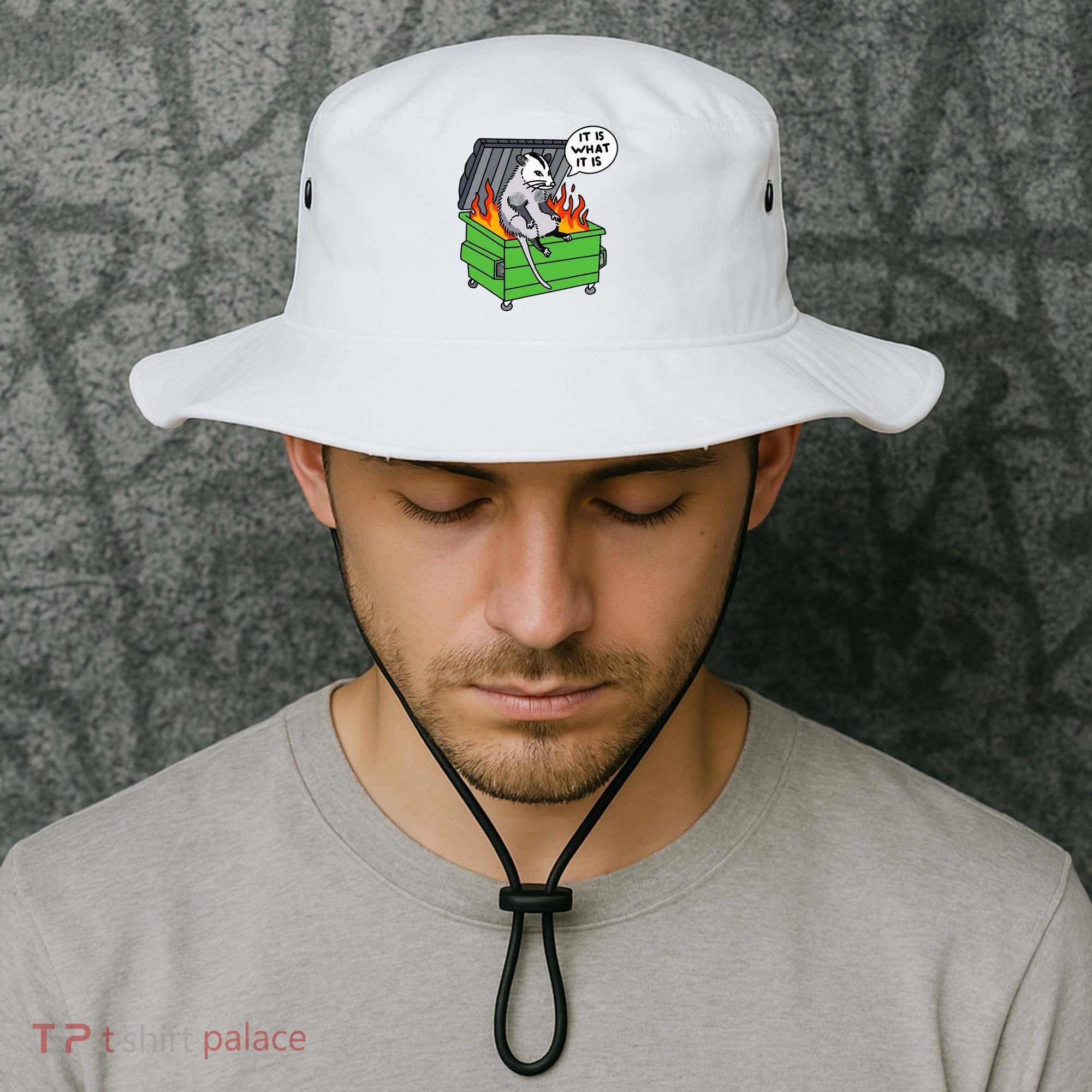 It Is What It Is Possum Dumpster Fire Bucket Hat