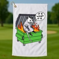 It Is What It Is Possum Dumpster Fire Golf Towel thumb 1