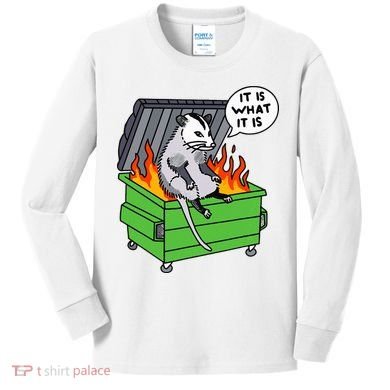 It Is What It Is Possum Dumpster Fire Kids Long Sleeve Shirt