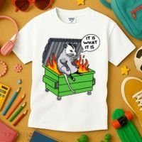 It Is What It Is Possum Dumpster Fire Kids T-Shirt thumb 3
