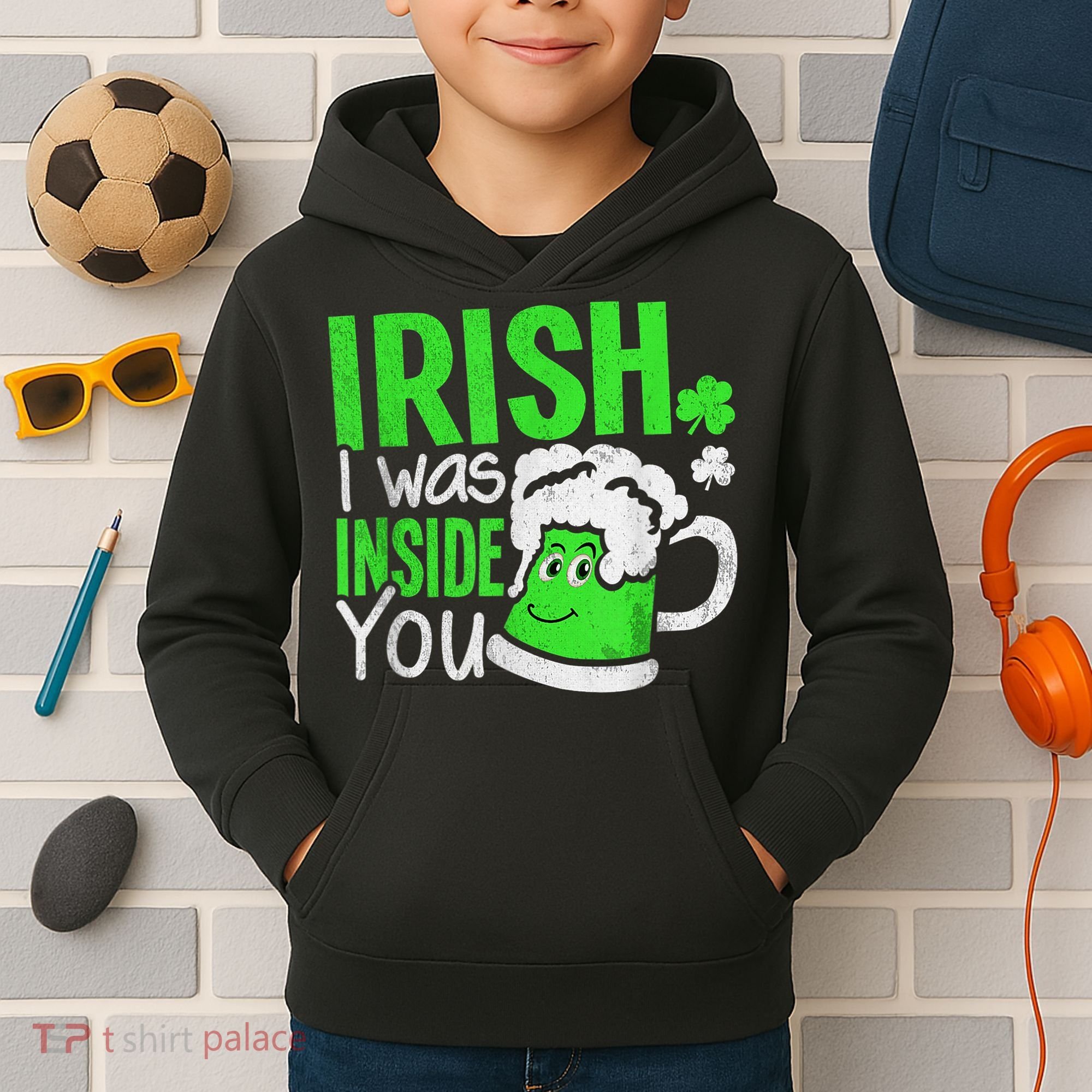 Irish I Was Inside You Sexual Joke St Patricks Day Kids Hoodie