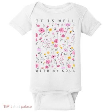 It Is Well With My Soul Floral Baby Bodysuit