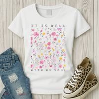It Is Well With My Soul Floral Women's T-Shirt thumb 3