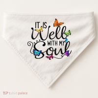 It Is Well With My Soul Christian Hymn Butterfly Art USA-Made Doggie Bandana thumb 0
