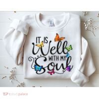 It Is Well With My Soul Christian Hymn Butterfly Art Sweatshirt thumb 2