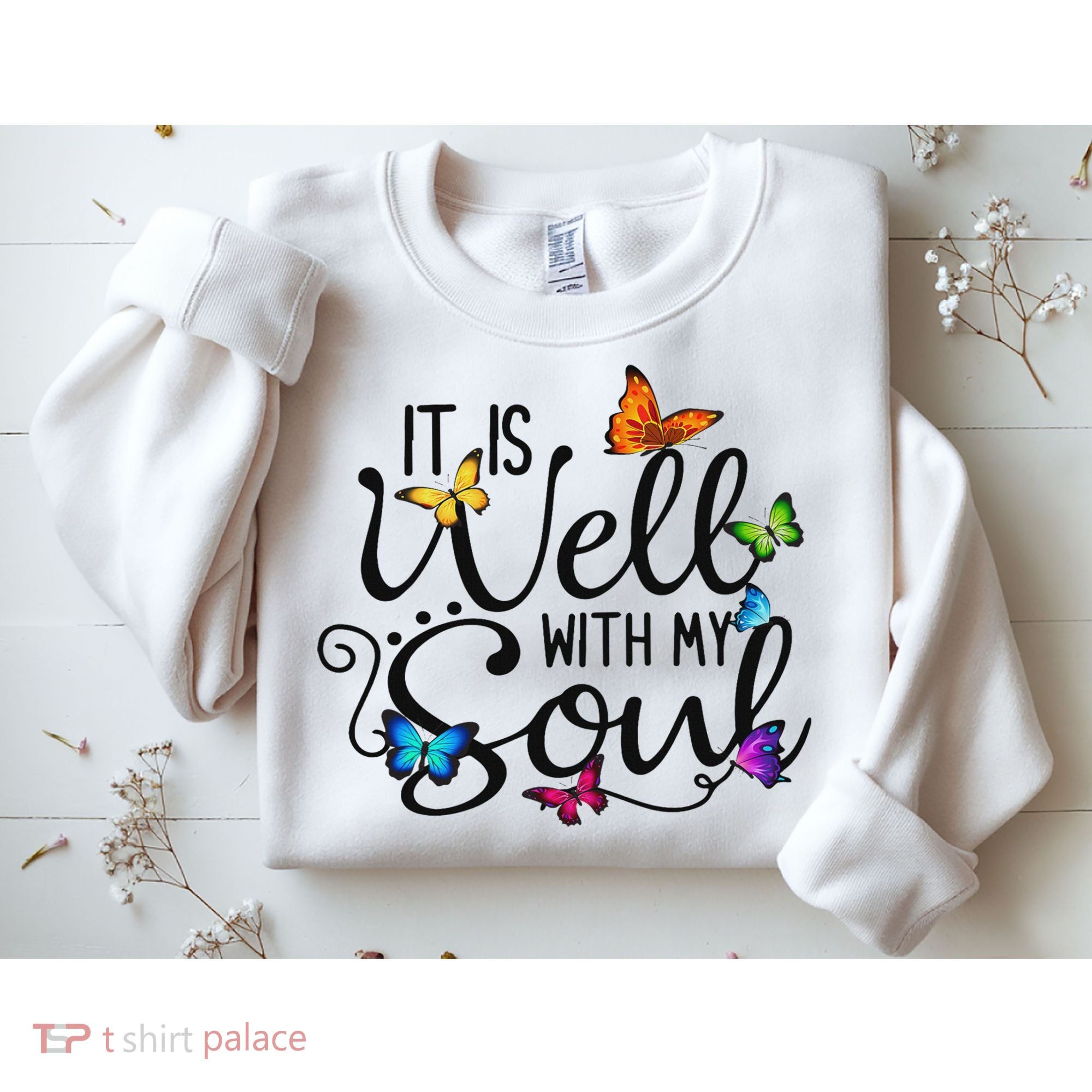 It Is Well With My Soul Christian Hymn Butterfly Art Sweatshirt