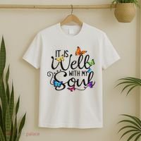 It Is Well With My Soul Christian Hymn Butterfly Art T-Shirt thumb 2