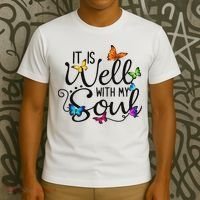 It Is Well With My Soul Christian Hymn Butterfly Art T-Shirt thumb 3