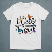 It Is Well With My Soul Christian Hymn Butterfly Art T-Shirt thumb 5