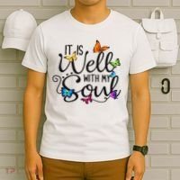It Is Well With My Soul Christian Hymn Butterfly Art T-Shirt thumb 6