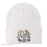 It Is Well With My Soul Christian Hymn Butterfly Art Beanie thumb 0