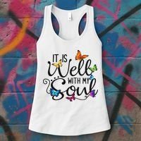 It Is Well With My Soul Christian Hymn Butterfly Art Women's Tank Top thumb 3