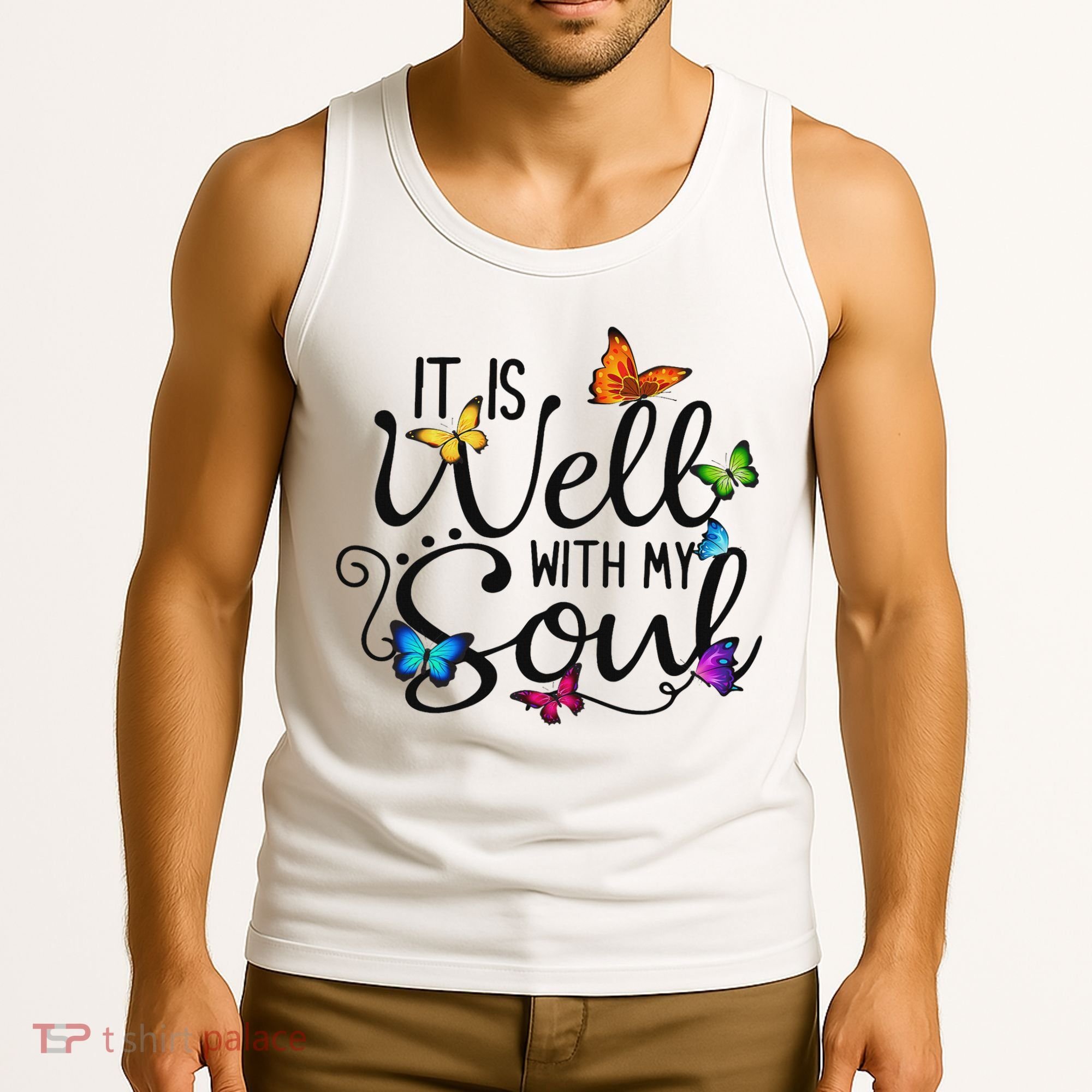 It Is Well With My Soul Christian Hymn Butterfly Art Tank Top