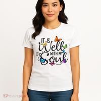 It Is Well With My Soul Christian Hymn Butterfly Art Women's T-Shirt thumb 4