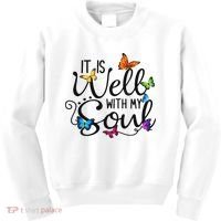 It Is Well With My Soul Christian Hymn Butterfly Art Kids Sweatshirt thumb 0