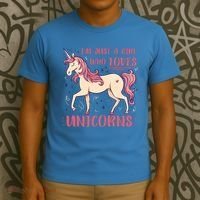 I'm Just A Girl Who Loves Unicorns T-Shirt thumb 3