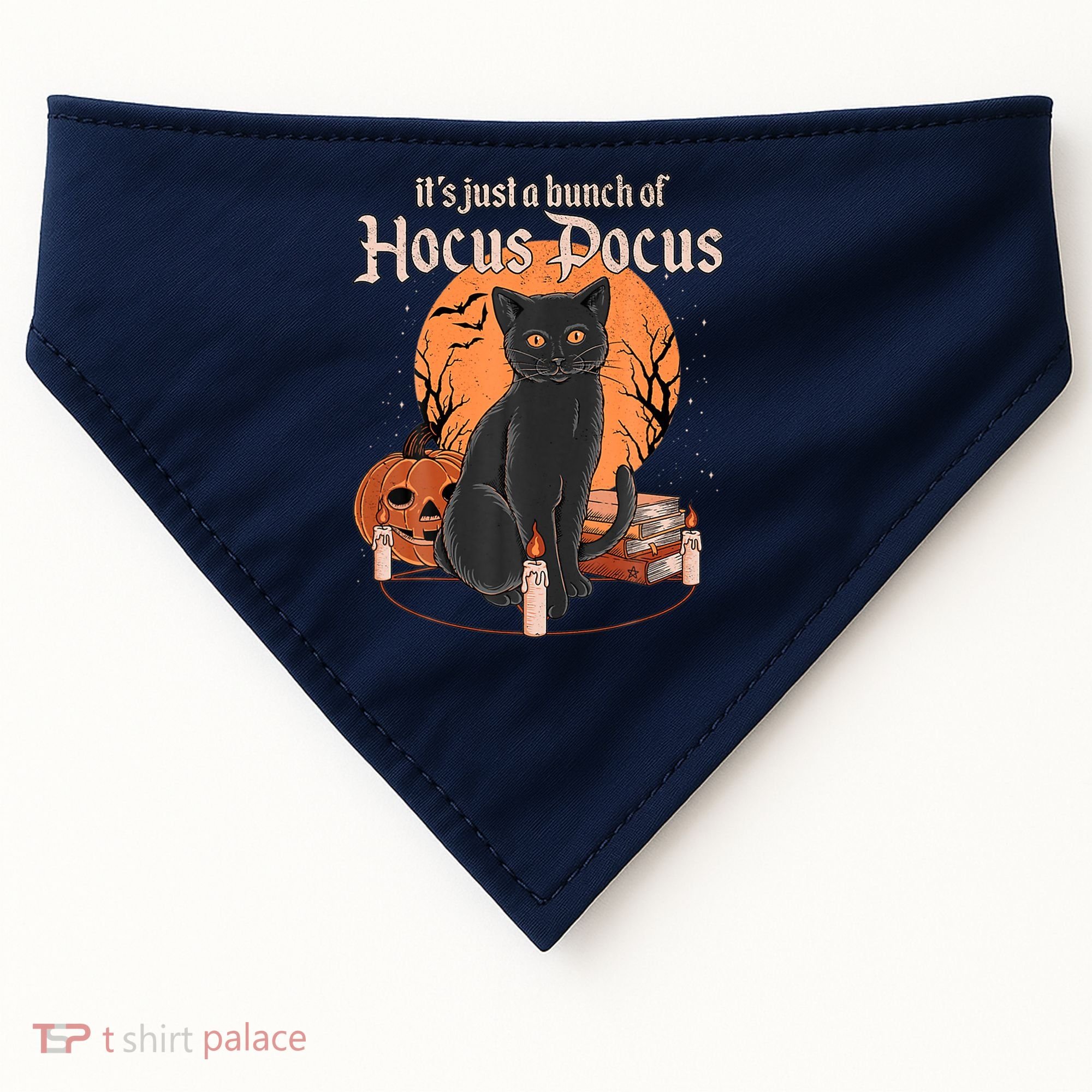 It's Just A Bunch Of Hocus Pocus Black Cat Halloween USA-Made Doggie Bandana